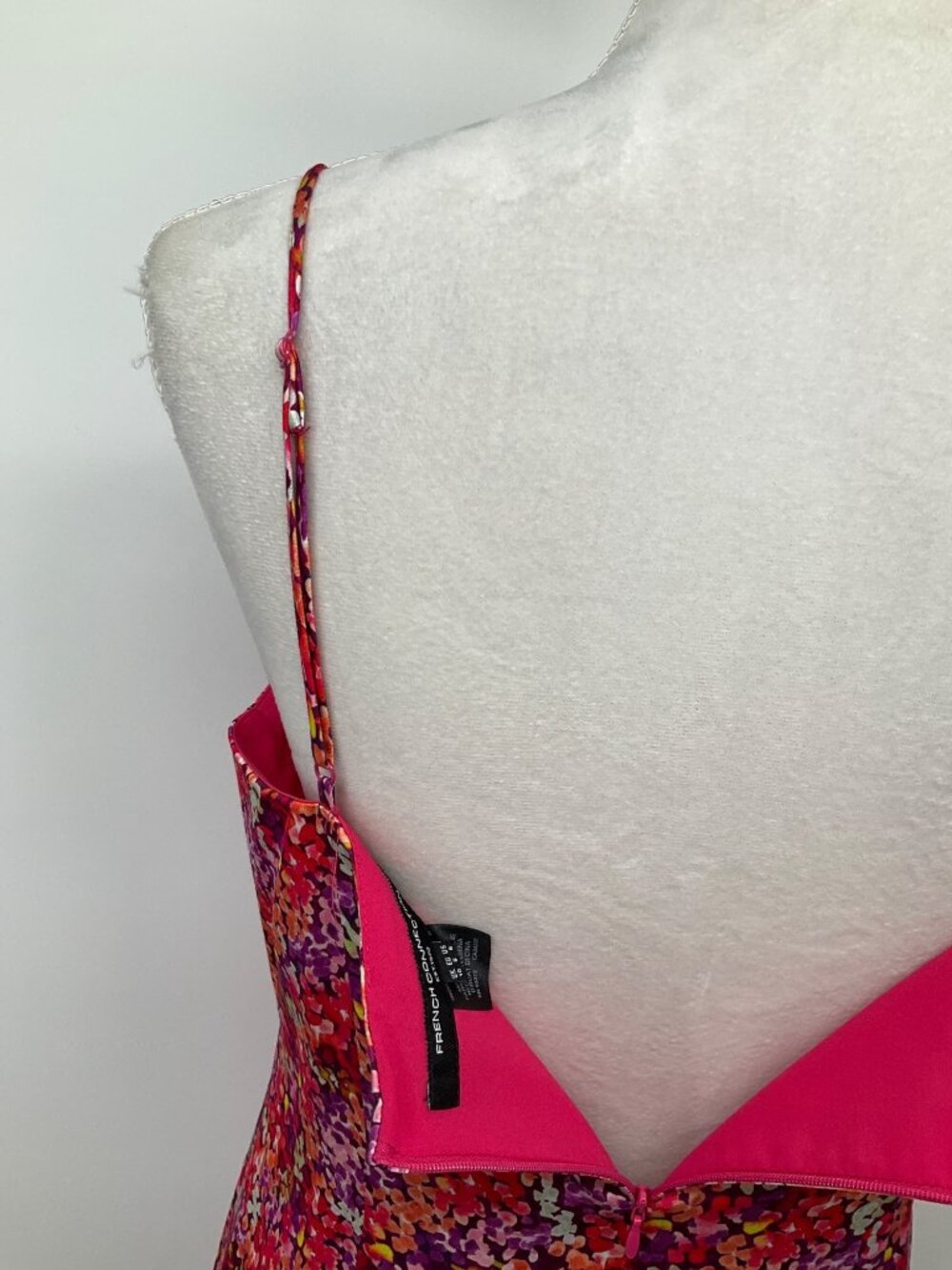 French Connection size 6 Pink Satin Mini Floral Print Slip Dress - Picture 10 of 14